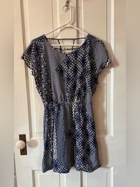 Speechless Navy and White Geometric Mini Dress
